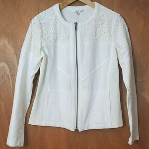 White cotton jacket with lace trim